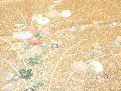 平和屋着物■訪問着　刺繍　草花文　暈し染め　たたき染め　金彩　三越扱い　正絹　逸品　DABG6121xg