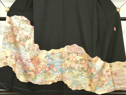 平和屋着物■豪華黒留袖　作家物　吉祥道長花文　金彩　やまと誂製　正絹　逸品　DABG6142xg