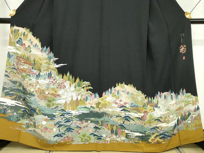 平和屋着物■豪華黒留袖　友禅　作家物　洛北修学院離宮　正絹　逸品　DABG6145xg