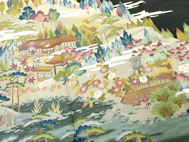 平和屋着物■豪華黒留袖　友禅　作家物　洛北修学院離宮　正絹　逸品　DABG6145xg