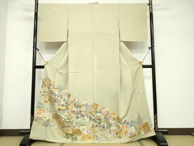 平和屋着物■豪華色留袖　作家物　駒刺繍　色紙重ね人物花文　金彩　正絹　逸品　DABG6164xg