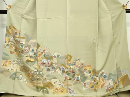 平和屋着物■豪華色留袖　作家物　駒刺繍　色紙重ね人物花文　金彩　正絹　逸品　DABG6164xg