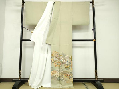 平和屋着物■豪華色留袖　作家物　駒刺繍　色紙重ね人物花文　金彩　正絹　逸品　DABG6164xg