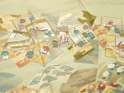 平和屋着物■豪華色留袖　作家物　駒刺繍　色紙重ね人物花文　金彩　正絹　逸品　DABG6164xg