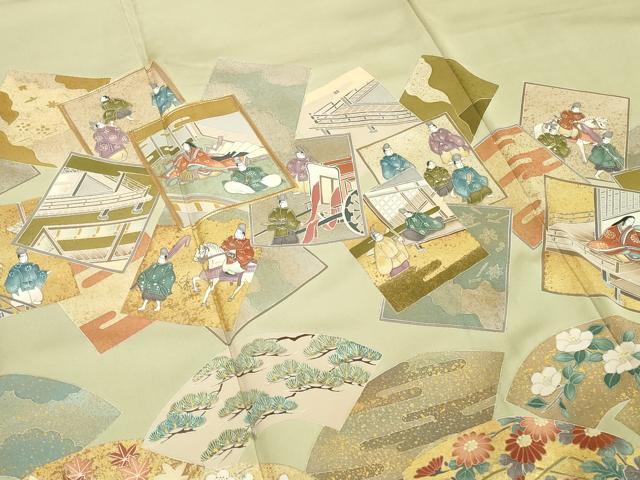 平和屋着物■豪華色留袖　作家物　駒刺繍　色紙重ね人物花文　金彩　正絹　逸品　DABG6164xg