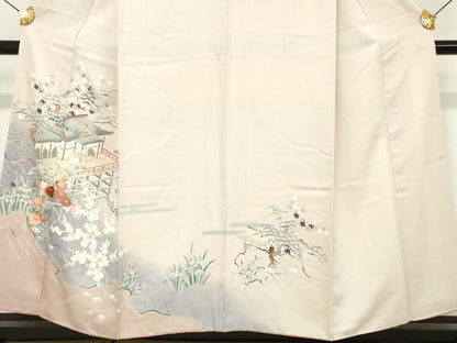 平和屋着物■訪問着　刺繍　風景草花文　正絹　逸品　DABG6168xg