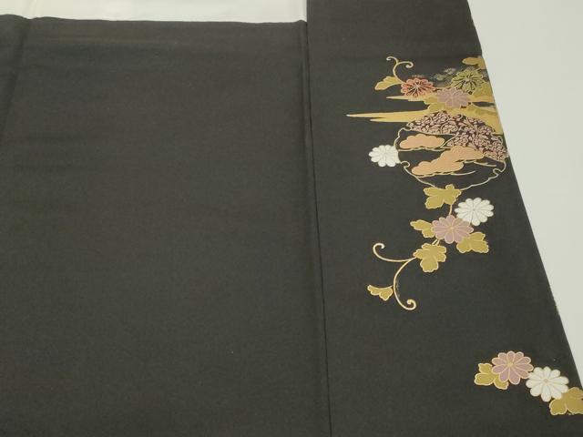 平和屋着物■豪華黒留袖　駒刺繍　吉祥雪輪草花文　金銀彩　正絹　逸品　DABG6173xg