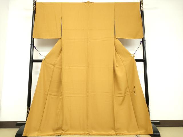 平和屋着物■上質な色無地　染色師　一間憲次　反端付き　櫨染色　正絹　逸品　未使用　DABG6174xg