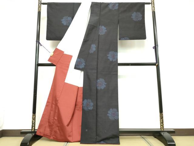 平和屋着物■結城紬　100亀甲　飛び亀甲柄　舞花文　正絹　逸品　DABG6203xg