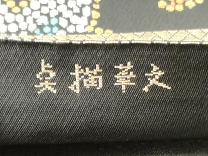 平和屋着物◎六通柄　本袋帯　点描華文　黒地　金銀糸　正絹　逸品　DABG6250xg
