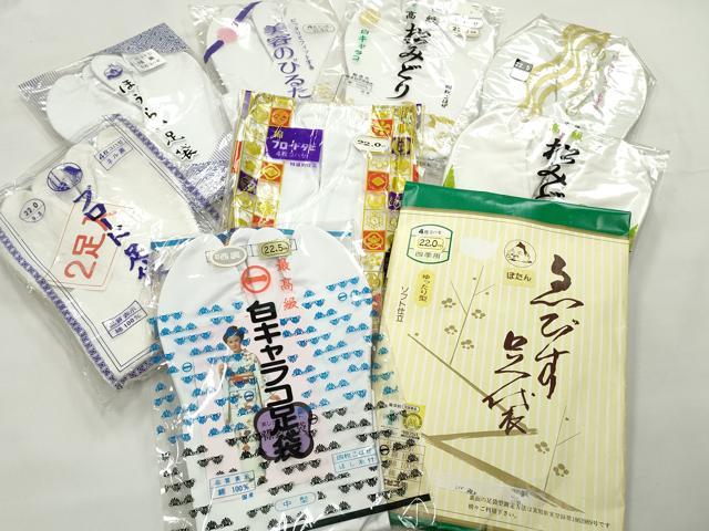 平和屋着物▼和装小物　足袋まとめて9点　白足袋　2足入りあり 計10足　22.0cm／22.5cm　逸品　未使用　DABG6307xg