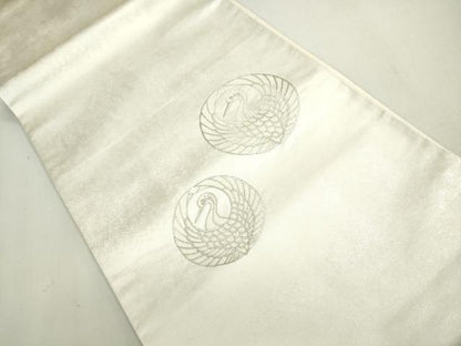 平和屋着物◎太鼓柄袋帯　飛鶴丸文　銀糸　正絹　逸品　DABG6369xg