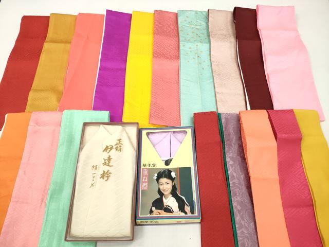 平和屋着物▼和装小物　重ね衿・伊達衿まとめて20点　紗綾形 麻の葉 流水草花 舞桜 桧垣　金銀彩　未使用品あり　逸品　DABG6408xg