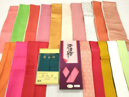 平和屋着物▼和装小物　重ね衿・伊達衿まとめて20点　紗綾形 雲取り 麻の葉 箔散らし　金銀糸　逸品　DABG6411xg