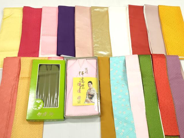 平和屋着物▼和装小物　重ね衿・伊達衿まとめて20点　紗綾形 七宝 桧垣 桜 菊　金彩　未使用品あり　逸品　DABG6511xg