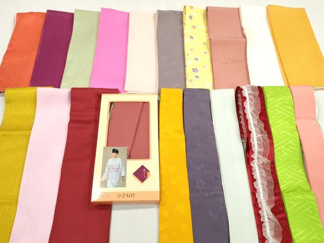 平和屋着物▼和装小物　重ね衿・伊達衿まとめて20点　紗綾形 七宝 舞桜 蝶 箔散らし　金糸　未使用品あり　逸品　DABG6517xg