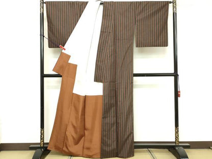 平和屋着物■本場大島紬　間道　正絹　逸品　DABG6534cd