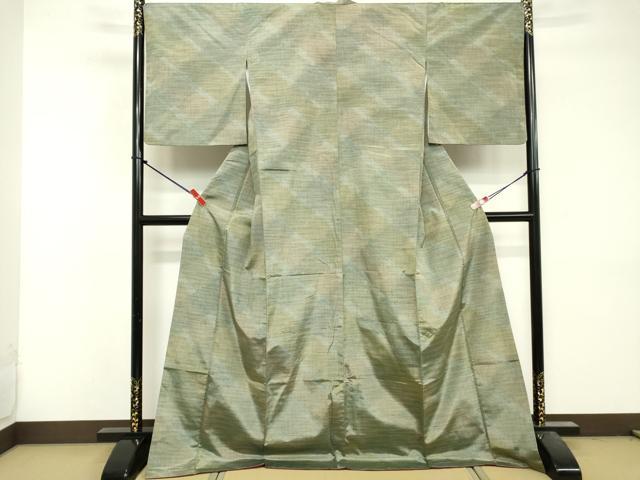 平和屋着物■上質な紬　格子　やまと誂製　ロング丈　正絹　逸品　DABG6541cd