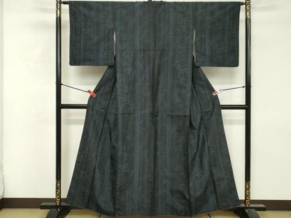 平和屋着物■上質な紬　笹竹文　正絹　逸品　DABG6543cd