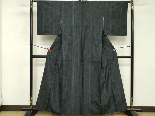 平和屋着物■上質な紬　笹竹文　正絹　逸品　DABG6543cd