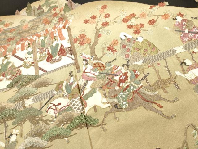 平和屋着物■中国三大刺繍　蘇州刺繍　総刺繍　黒留袖　作家物　人物風景文　金糸　正絹　逸品　DABG6572cd