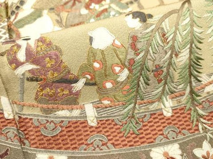 平和屋着物■中国三大刺繍　蘇州刺繍　総刺繍　黒留袖　作家物　人物風景文　金糸　正絹　逸品　DABG6572cd