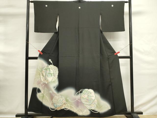 平和屋着物■豪華黒留袖　駒刺繍　鼓　暈し染め　金彩　正絹　逸品　DABG6602cd