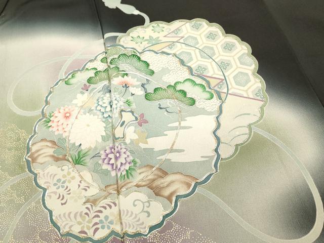 平和屋着物■豪華黒留袖　駒刺繍　鼓　暈し染め　金彩　正絹　逸品　DABG6602cd