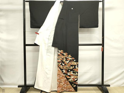 平和屋着物■豪華黒留袖　作家物　駒刺繍　浜松文　金彩　正絹　逸品　DABG6624cd