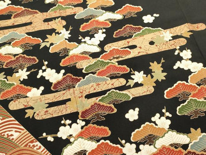 平和屋着物■豪華黒留袖　作家物　駒刺繍　浜松文　金彩　正絹　逸品　DABG6624cd