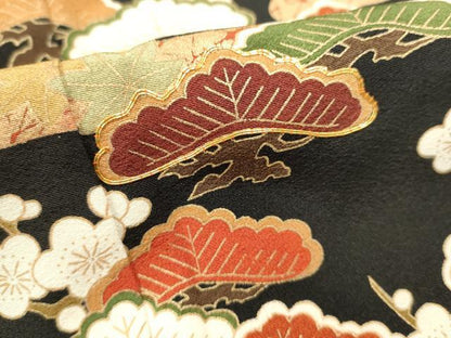 平和屋着物■豪華黒留袖　作家物　駒刺繍　浜松文　金彩　正絹　逸品　DABG6624cd