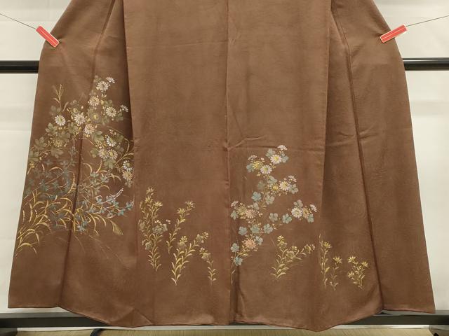 平和屋着物■訪問着　手描き　草花文　正絹　逸品　DABG6637ya