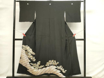 平和屋着物■豪華黒留袖　駒刺繍　浜松文　金彩　正絹　逸品　DABG6645cd