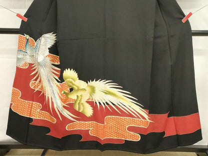 平和屋着物■豪華黒留袖　刺繍　鳳凰花文　金彩　正絹　逸品　DABG6647cd