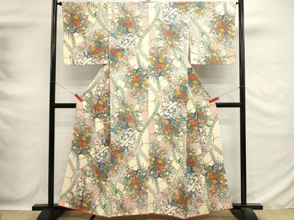 平和屋着物■上質な小紋　吉祥花車文　正絹　逸品　DABG6655cd