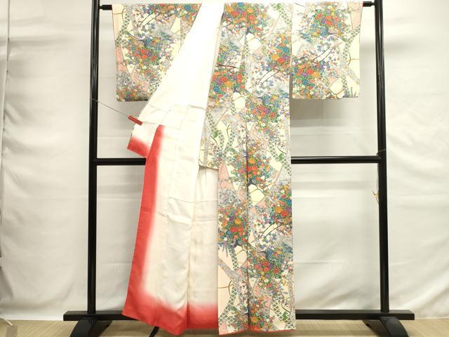 平和屋着物■上質な小紋　吉祥花車文　正絹　逸品　DABG6655cd