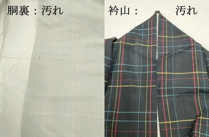 平和屋着物■上質な紬　格子　正絹　逸品　DABG6658cd
