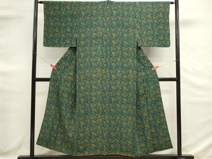 平和屋着物■上質な小紋　更紗花文　正絹　逸品　DABG6671cd