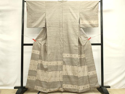 平和屋着物■訪問着　紬地　横段文　正絹　逸品　DABG6682cd