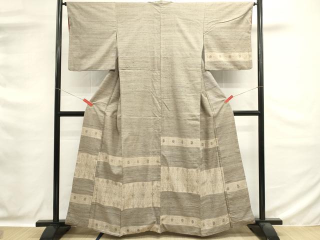 平和屋着物■訪問着　紬地　横段文　正絹　逸品　DABG6682cd