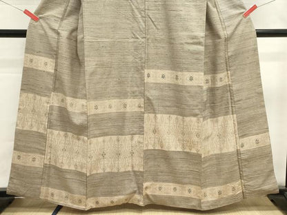 平和屋着物■訪問着　紬地　横段文　正絹　逸品　DABG6682cd