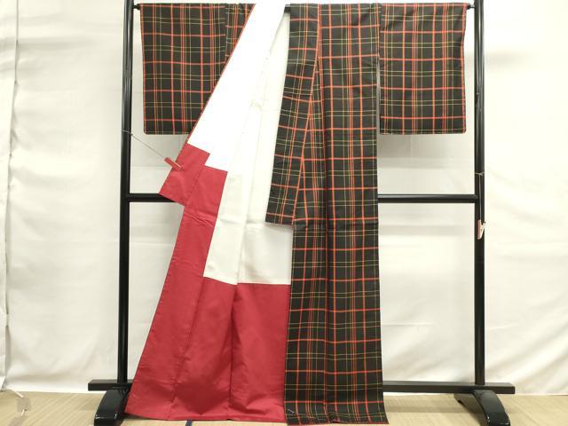 平和屋着物■本場縞大島紬　格子　正絹　逸品　DABG6683cd