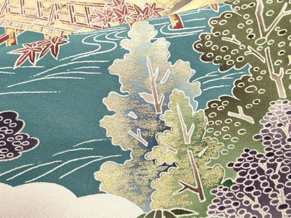 平和屋着物■豪華色留袖　渡橋風景文　暈し染め　金彩　正絹　逸品　DABG6690cd