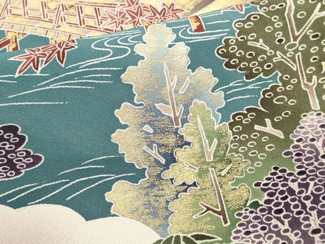 平和屋着物■豪華色留袖　渡橋風景文　暈し染め　金彩　正絹　逸品　DABG6690cd