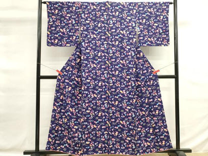 平和屋着物■上質な小紋　型染め　花鳥文　正絹　逸品　DABG6696cd