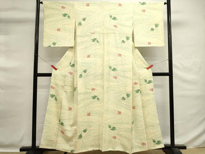 平和屋着物■上質な小紋　流水草葉文　正絹　逸品　DABG6707cd