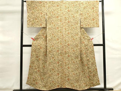 平和屋着物■上質な小紋　更紗花文　正絹　逸品　DABG6709cd