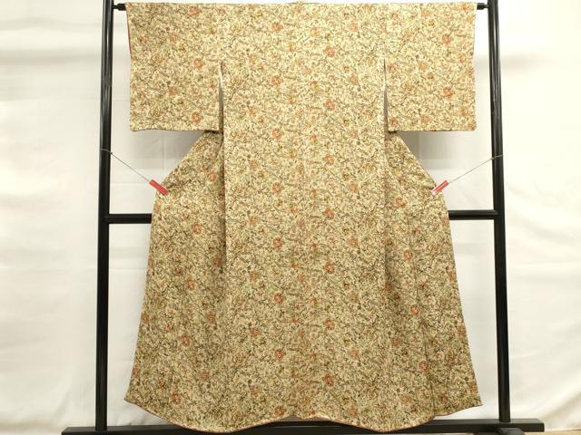 平和屋着物■上質な小紋　更紗花文　正絹　逸品　DABG6709cd