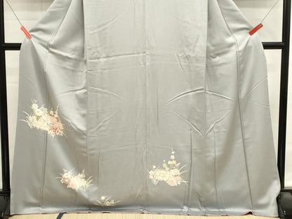 平和屋着物■訪問着　草花文　ロング丈　正絹　逸品　DABG6727cd