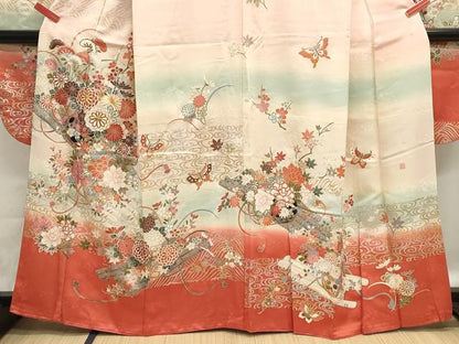平和屋着物■豪華振袖　駒刺繍　花籠文　暈し染め　金銀彩　正絹　逸品　DABG6731cd